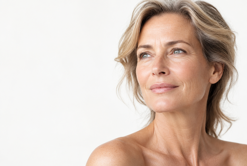 Femme à la peau mature de plus de 50 ans — vieillissement de la peau après 50 ans