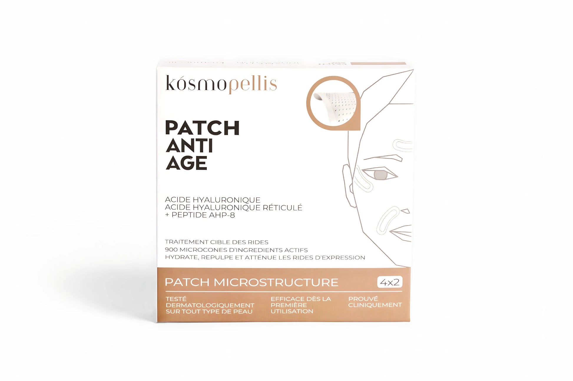 Boite Patch Anti-Âge à micro-aiguilles pour atténuer les rides et ridules dexpression du visage