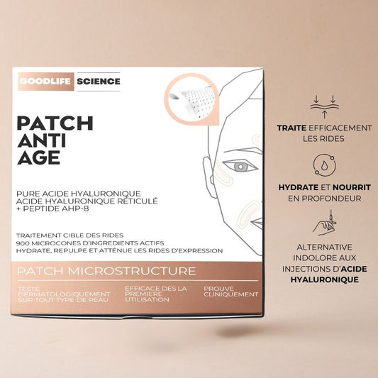 Boite Patch Anti-Âge à micro-aiguilles pour réduire les rides et ridules d'expression du visage