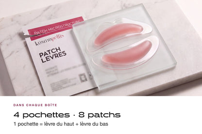 Contenu de la boîte Patch Lèvres : 4 pochettes, 8 patchs, lèvre du haut et lèvre du bas