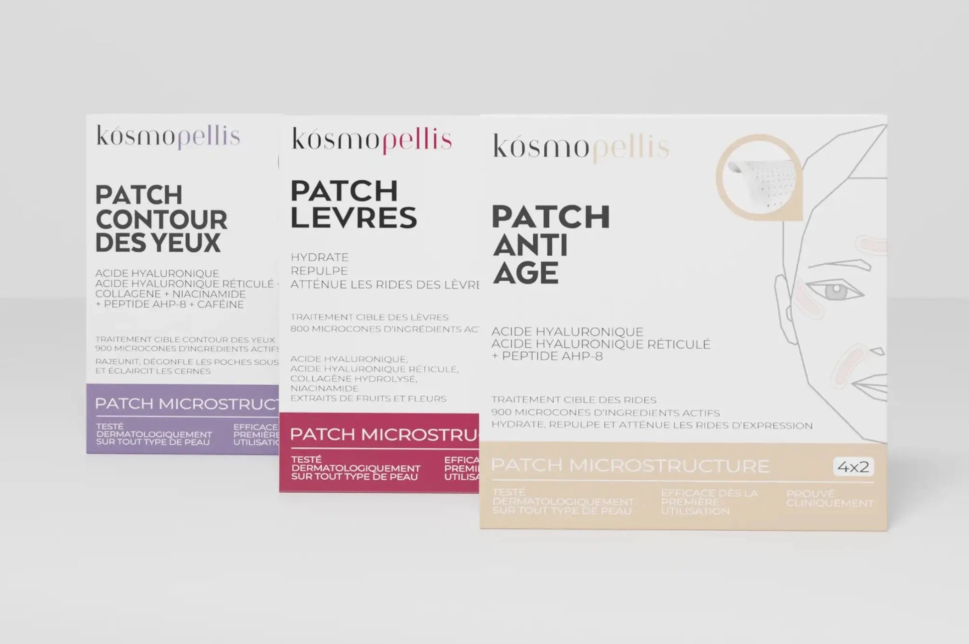 Boite Cure Visage Complet - Patch Anti-âge Microneedling, Patch Contour des Yeux Microneedling, Patch lèvres Microneedling - 3 cures 1 mois