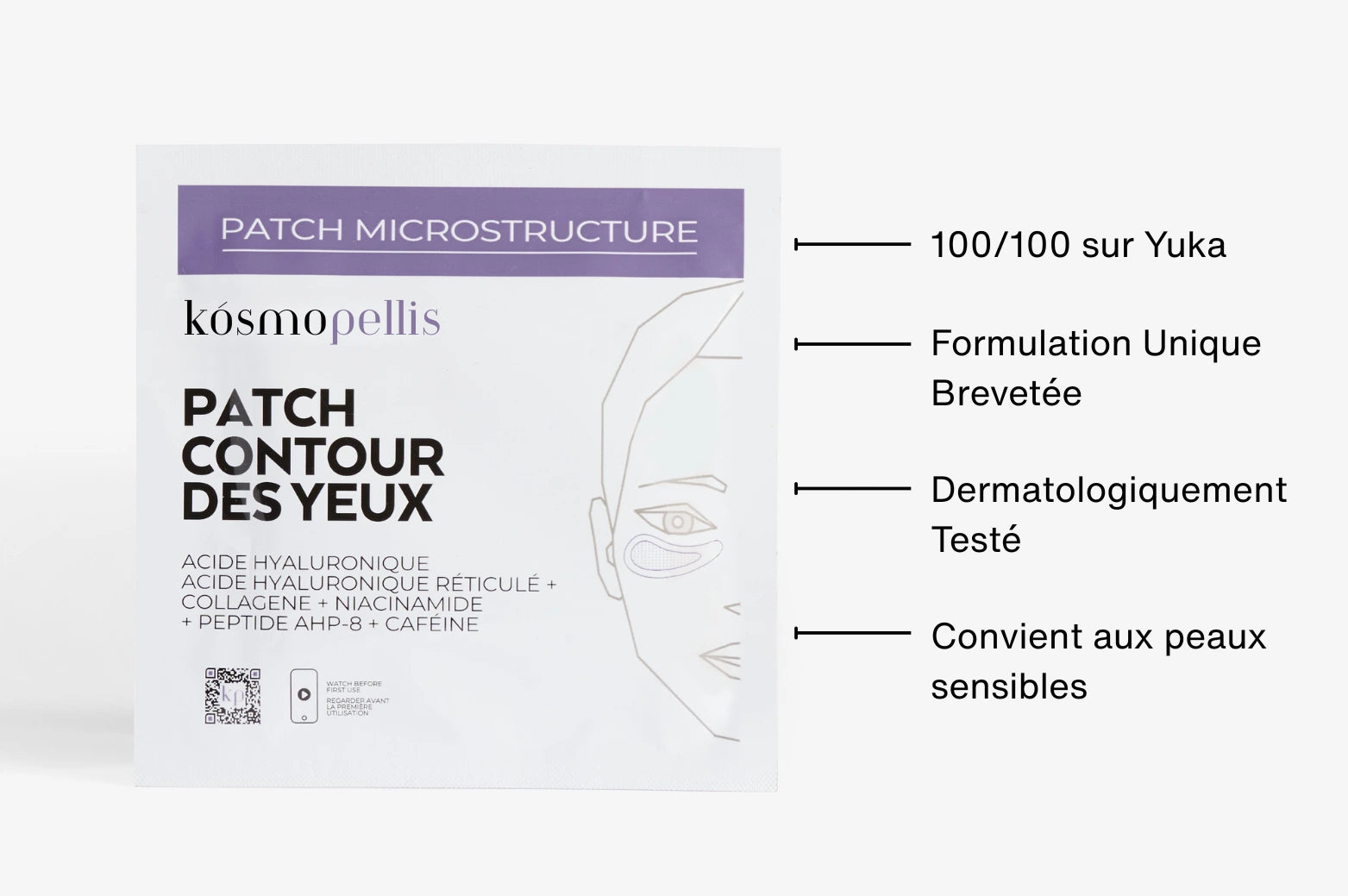 Pochette Patch Contour des Yeux pour traiter les rides, cernes et poches sous les yeux et avantages