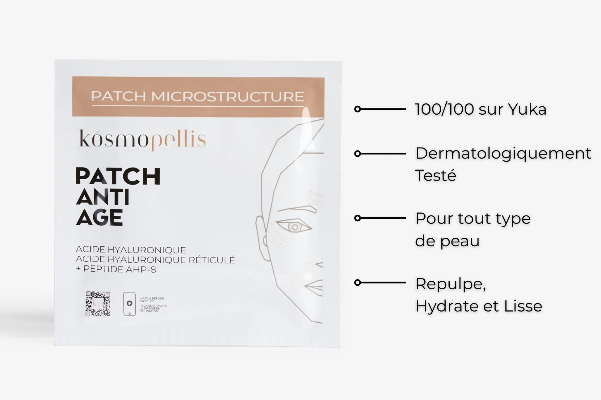 Pochette patch anti-âge Kósmopellis à micro-aiguilles pour rides et ridules du visage