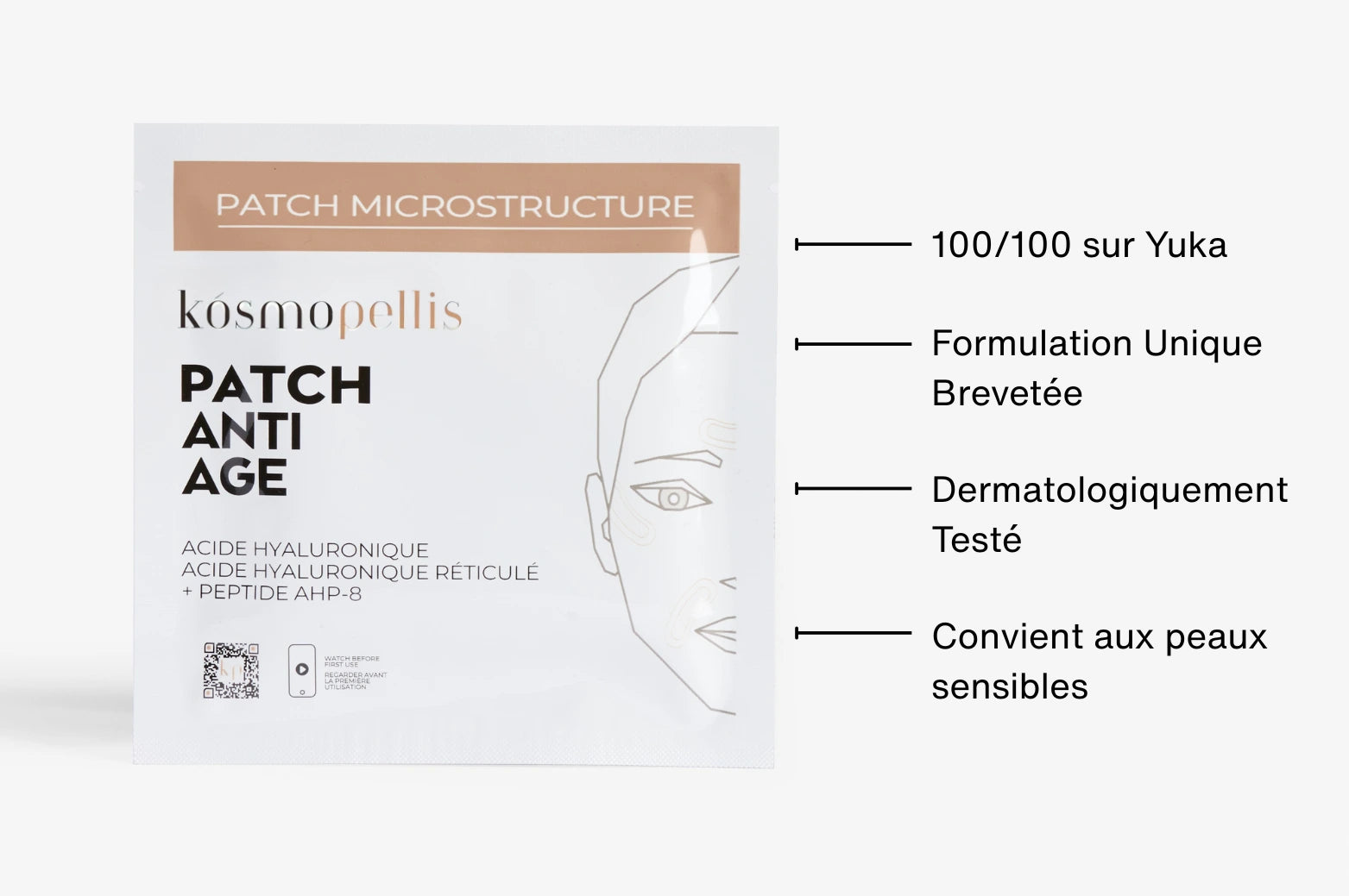 Pochette patch anti-âge pour réduire les rides et ridules du visage avec avantages